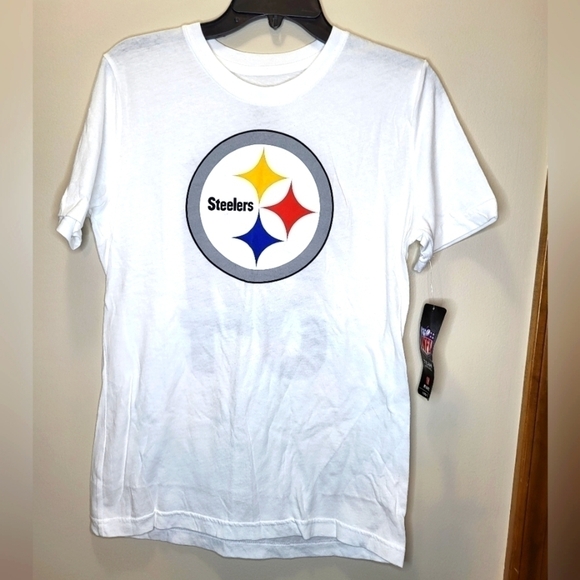 NFL Pittsburgh Steelers Youth 14/16  large NWT white tee Brown #84 - Picture 1 of 11